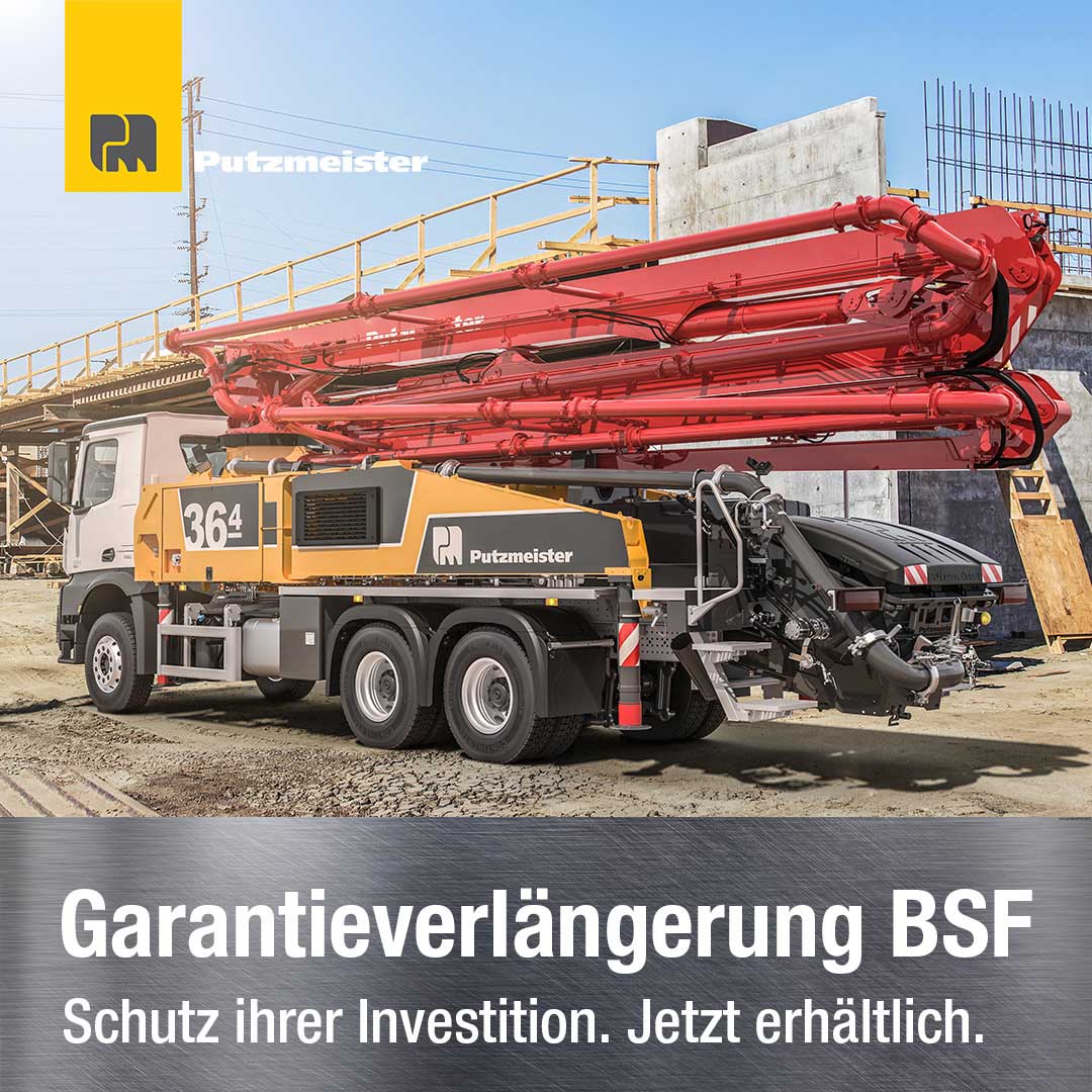 Garantieverlängerung für BSF Autobetonpumpen von Putzmeister