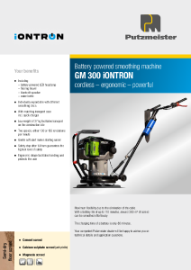 Battery Powered Smoothing Machine GM 300 iONTRON Brochure EN