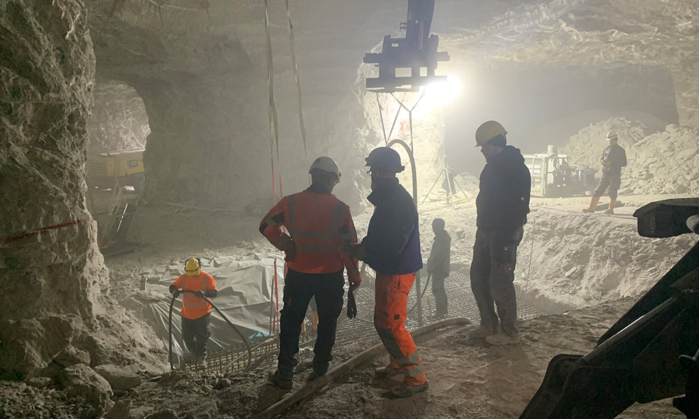 Underground concreting in an anhydrite mine with the Putzmeister P 720 double-piston pump